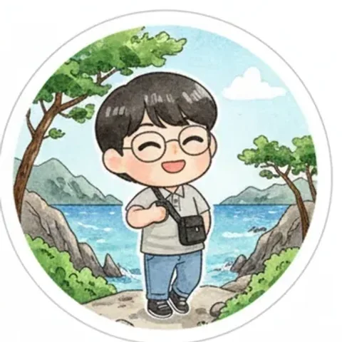 바다 앞 여행자 스티커