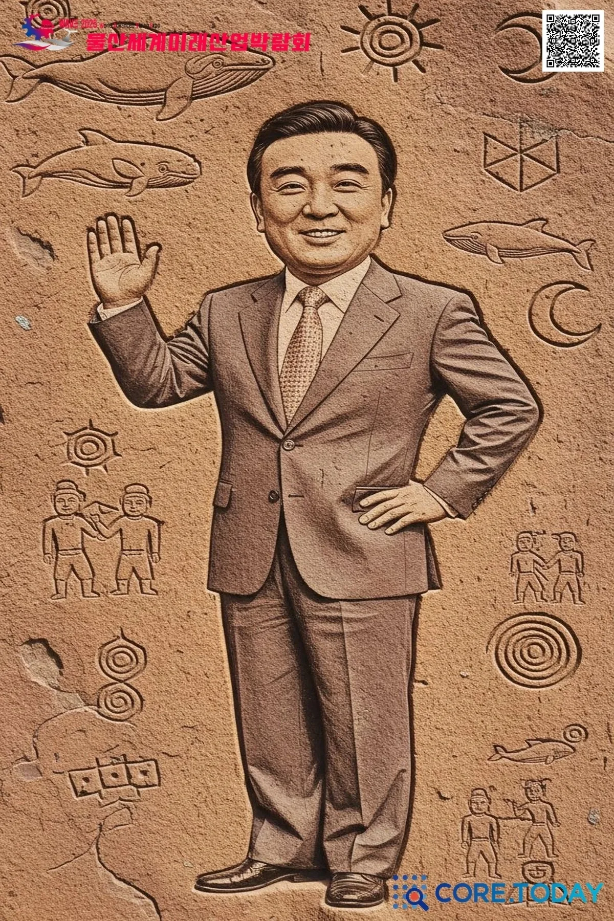 울산문화박람회 암각화 스타일 결과물(정장 인물)