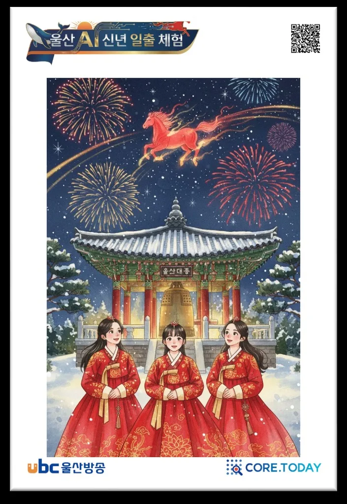 울산 AI 신년일출체험 포토카드 결과물(3인)