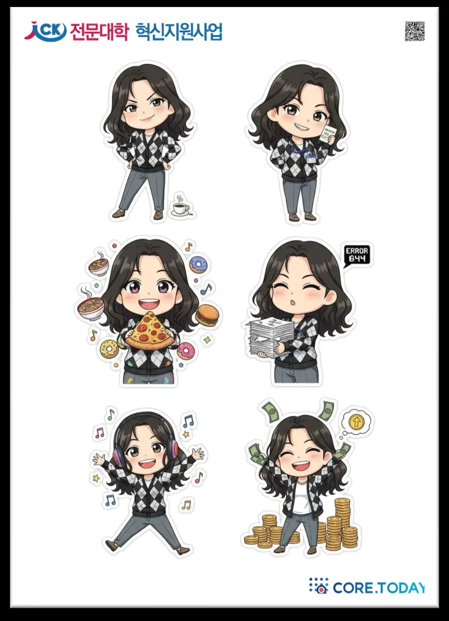전문대학 혁신지원사업 캐릭터 스티커 결과물 2