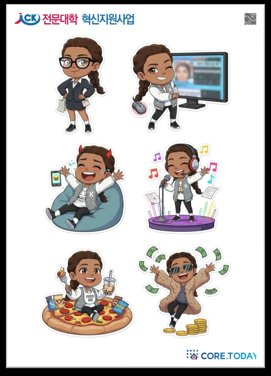 전문대학 혁신지원사업 캐릭터 스티커 결과물 3